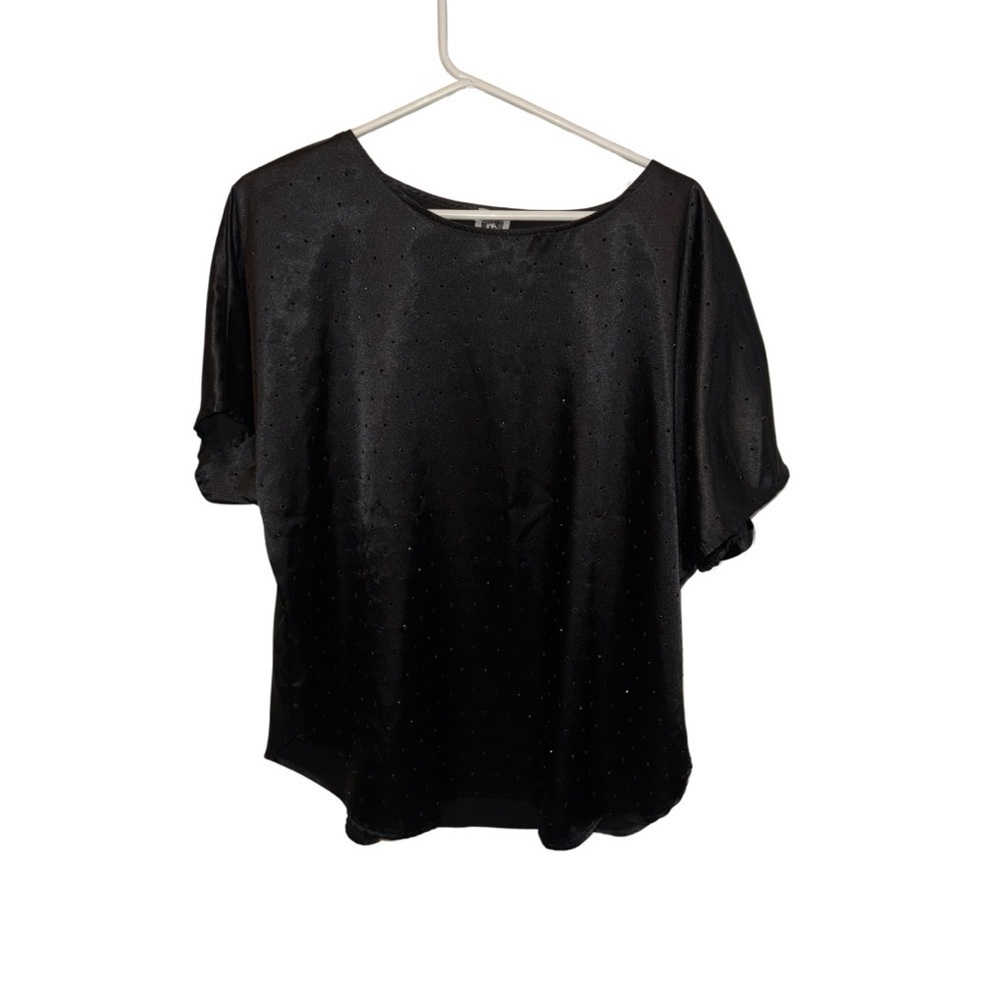 Anne Klein Black Relaxed Blouse Short Sleeve